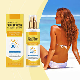 RnemiTe-amo used at beach showing sun protection for hair and scalp