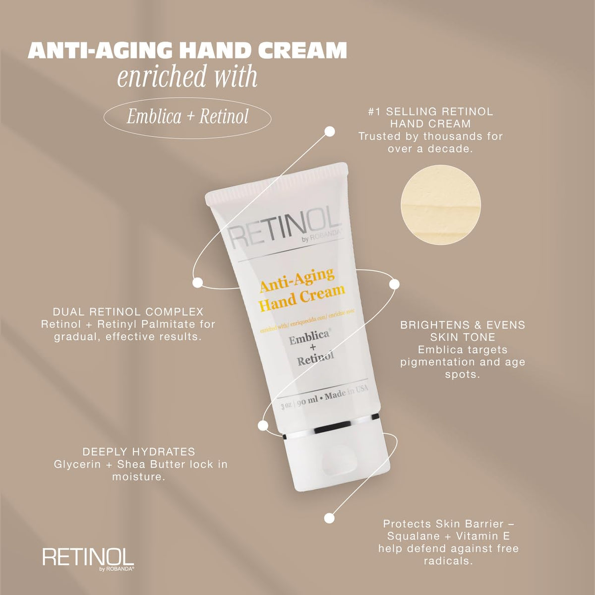 Robanda lifestyle shot of woman applying cream, showing improved hand texture and comfort
