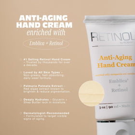 Robanda lotion being applied on hand, illustrating smooth hydration and reduced tackiness