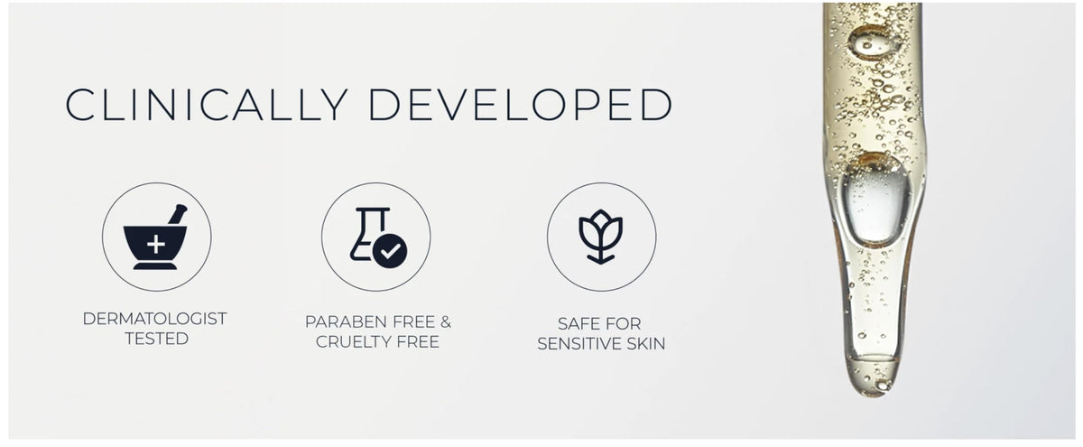 RoC balm staged with makeup to show easy layering benefit