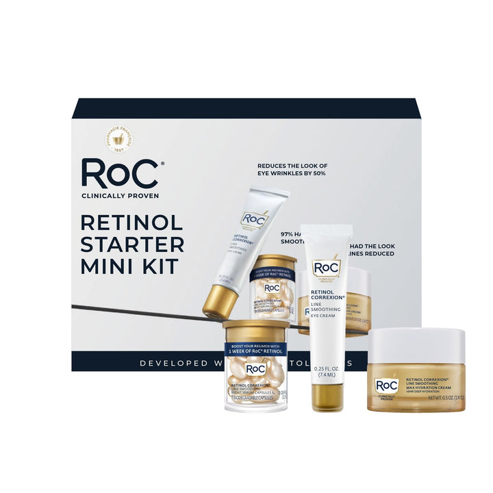 RoC kit front packaging showing contents and benefits for travel convenience