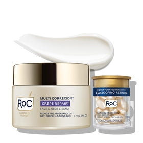 RoC jar front view showing product and tightens neck benefit