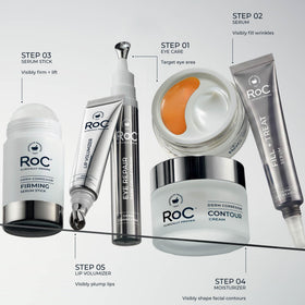 RoC on bathroom counter staged with mirror for morning routine refresh benefit