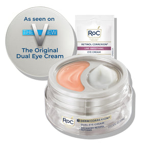 RoC front packaging showing dual eye cream for targeting puffiness