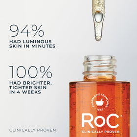 RoC close-up of product label showing active 10% vitamin C blend