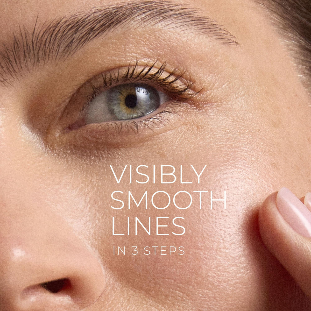 RoC Line Smoothing Eye Cream open jar displaying creamy texture and gentle application