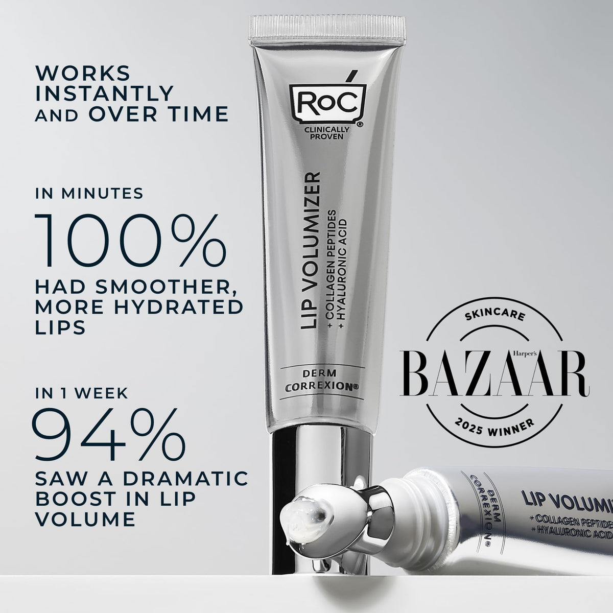 RoC ingredient label highlighting hyaluronic spheres and peptide benefits