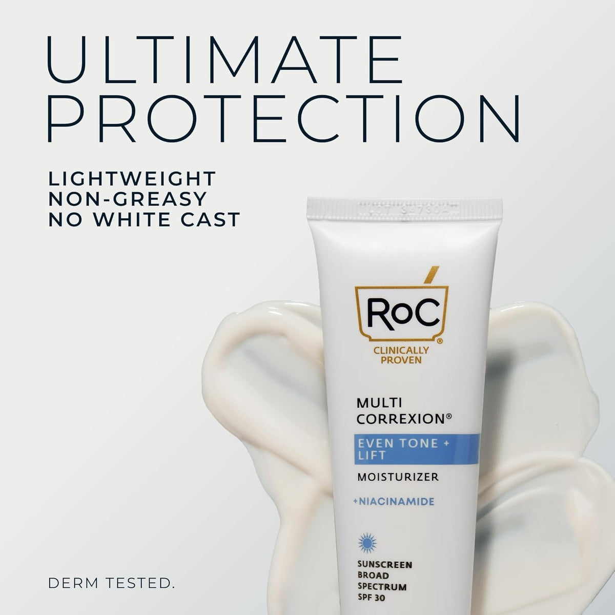 RoC texture closeup highlighting lightweight cream and quick absorption benefit