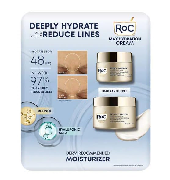RoC front packaging showing dual tubes for travel and home hydration benefit
