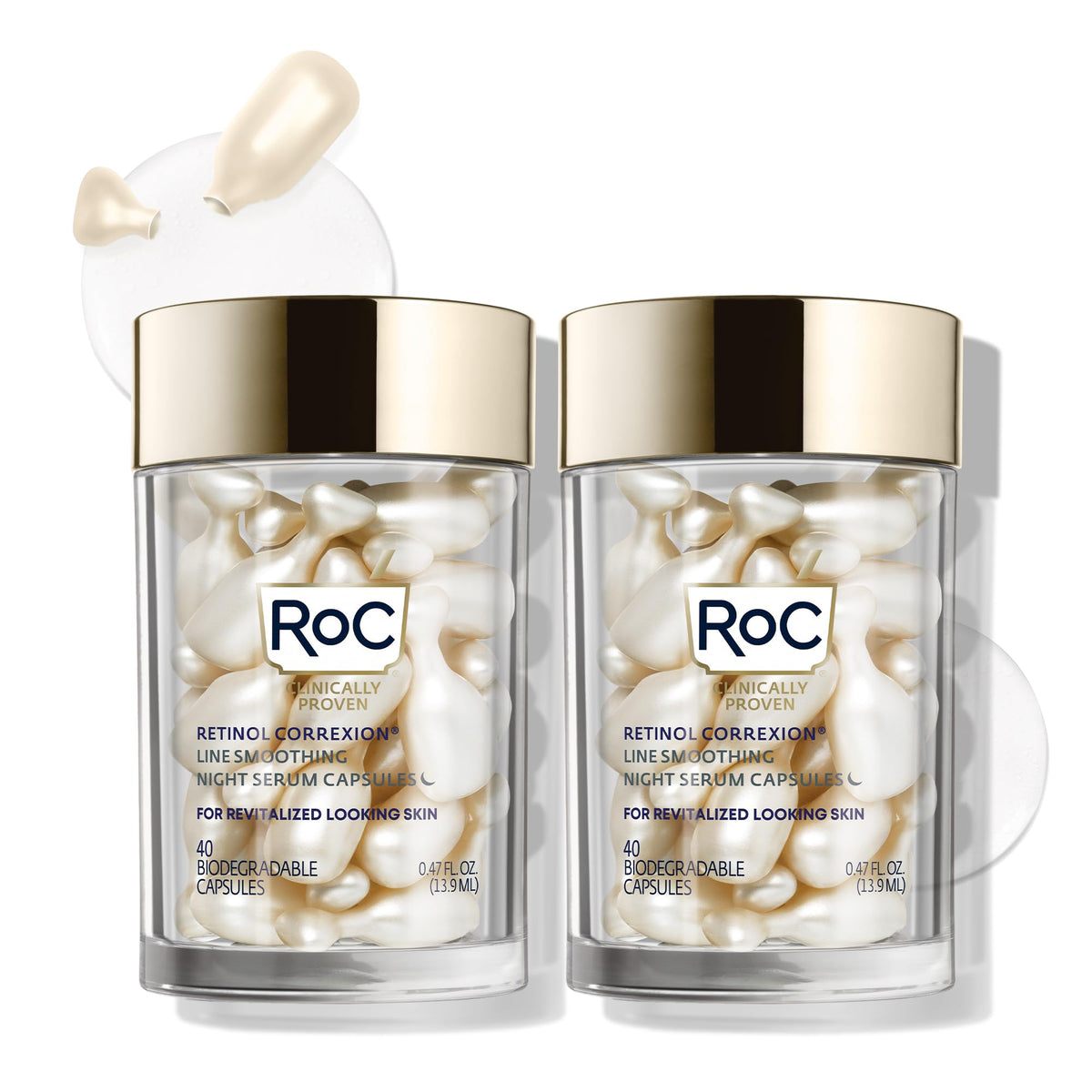 RoC front packaging showing product name and 80 capsules benefit visible dosing