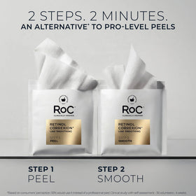 RoC Step 1 pad in hand demonstrating easy application and controlled exfoliation