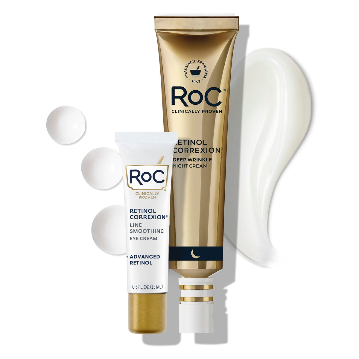 RoC night cream jar front view showing packaging and easy application benefit