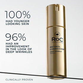 RoC serum drop on fingertip demonstrating smooth hydrating feel