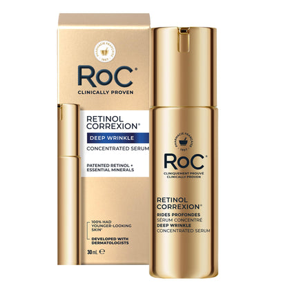 RoC front packaging showing serum bottle and clear results