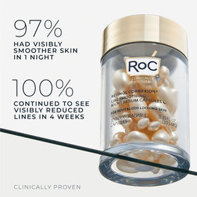 RoC silky serum texture dispensed from capsule demonstrating fast absorption