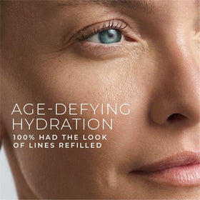 RoC product surrounded by hyaluronic ingredient visuals to show hydration support