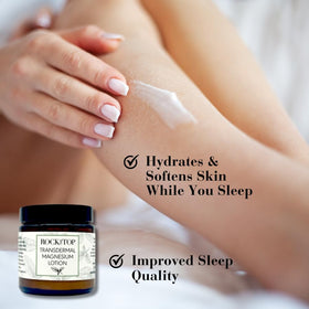 Rock the Top massaging lotion into leg to relieve tired muscles benefit