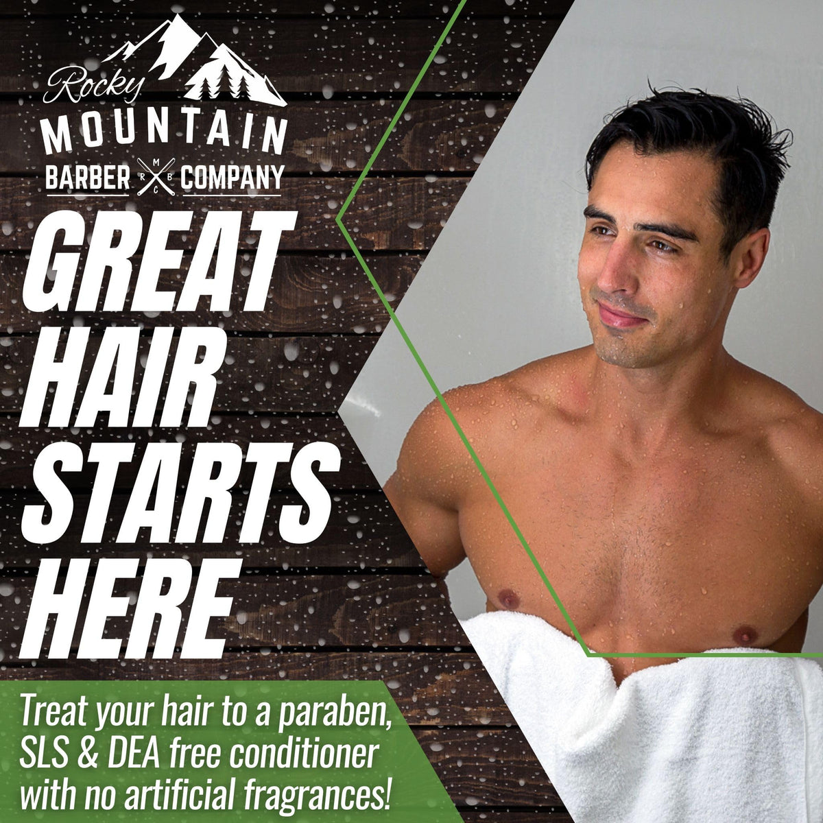 Rocky Mountain Barber Company back label detailing ingredients and directions