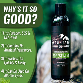 Rocky Mountain Barber Company loose herbs and oils illustrating the forest-mint scent