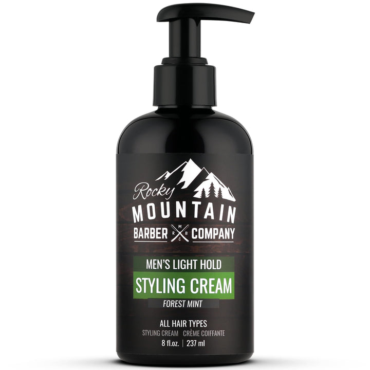 Rocky Mountain Barber Company front packaging showing 8 oz bottle and label benefit