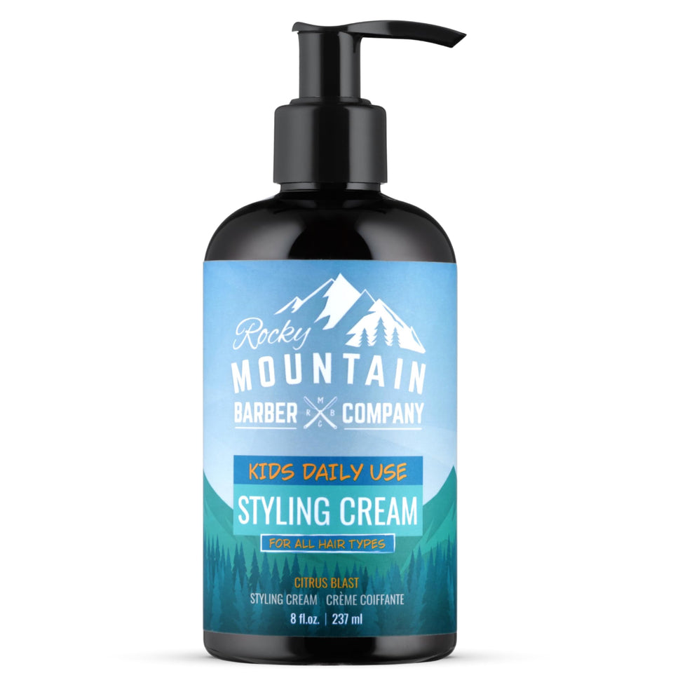 Rocky Mountain Barber Company pump bottle front view showing easy dosing