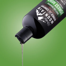 Rocky Mountain Barber Company shampoo in shower hand demonstrating simple use