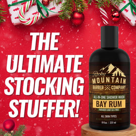 Rocky Mountain Barber Company pouring from 8 oz bottle showing controllable pour and travel size