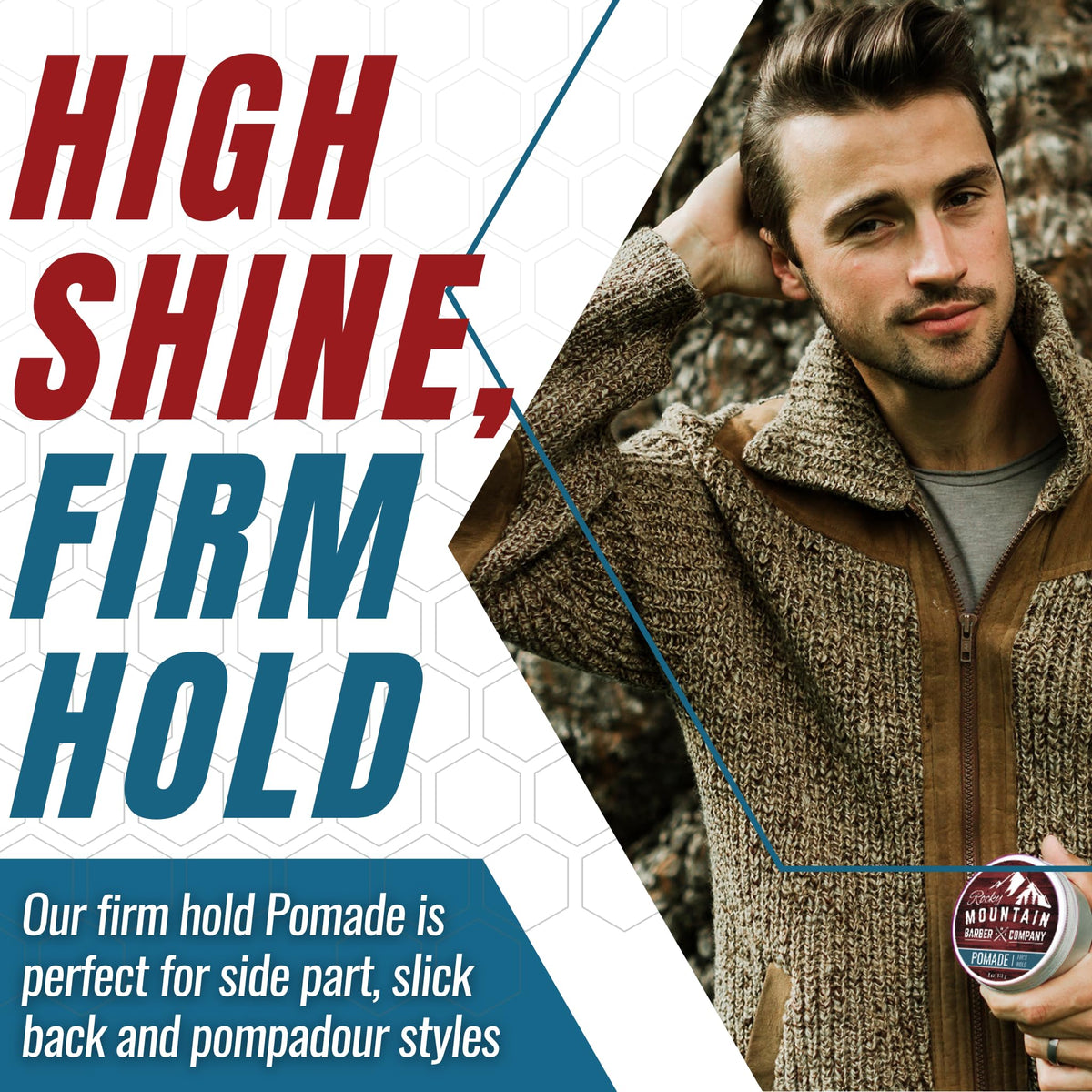 Rocky Mountain Barber Company close-up of clear dense texture for easy styling