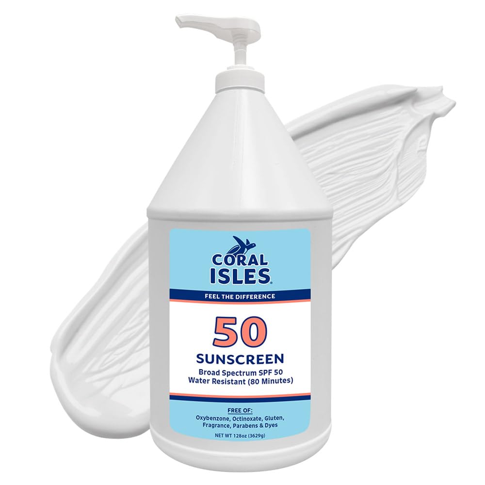 Rocky Mountain Sunscreen front packaging showing gallon pump and SPF 50 benefit