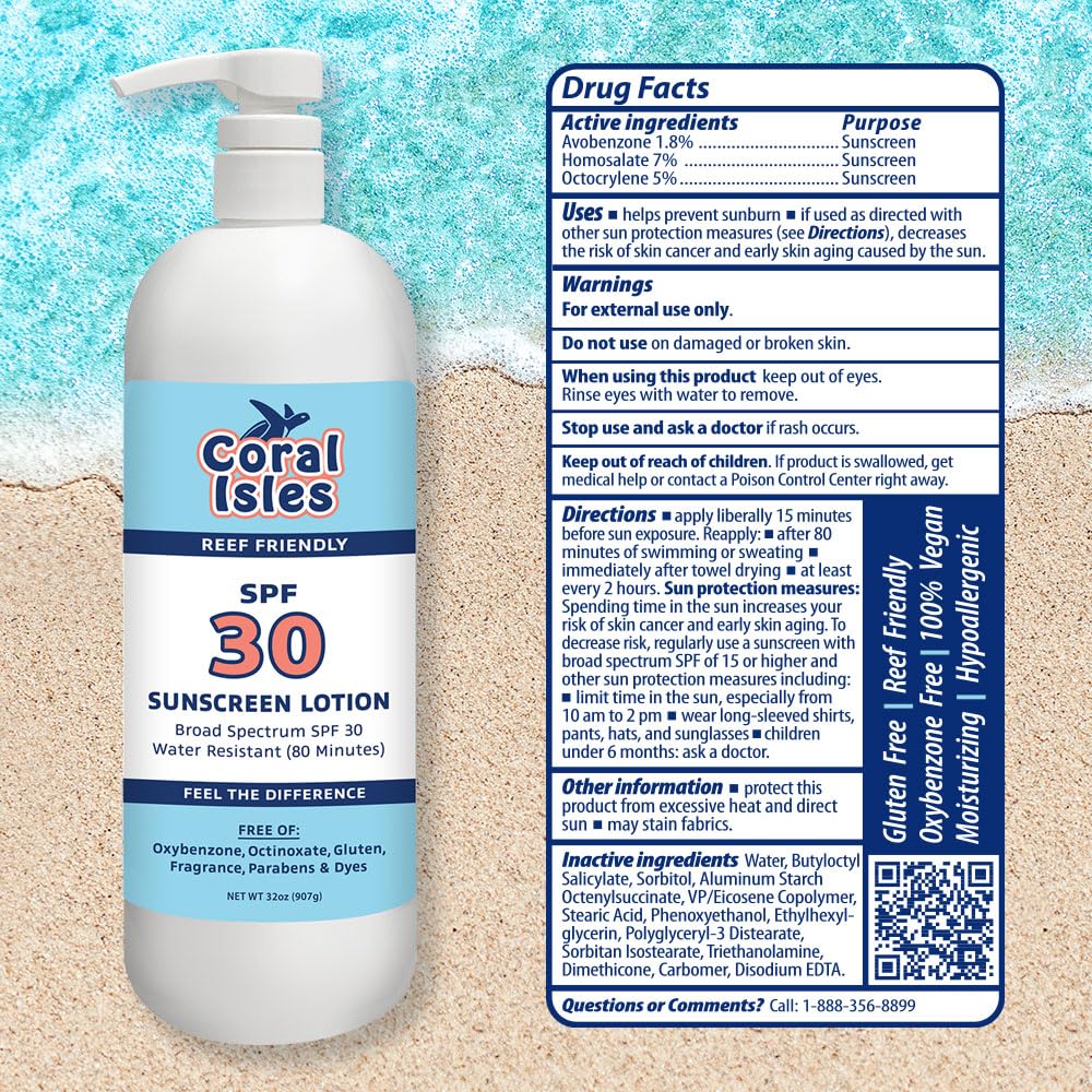 Rocky Mountain Sunscreen Coral Isles label ingredients focus showing reef-safe compliance and clarity benefit