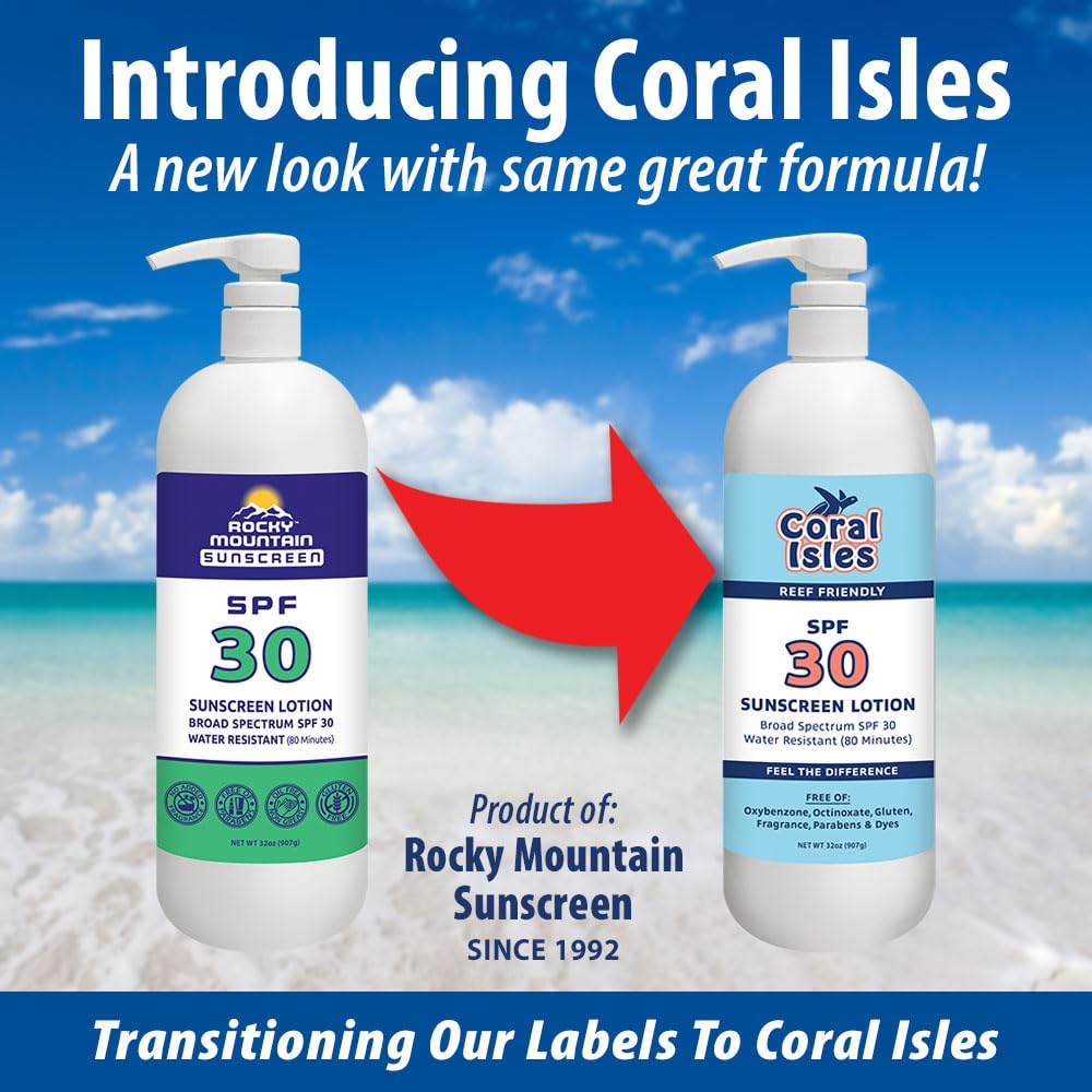 Rocky Mountain Sunscreen Coral Isles pump top detail for easy application and hygienic dispensing benefit