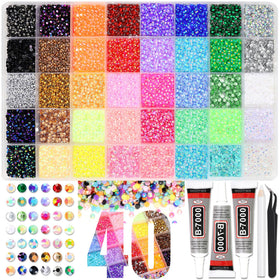 RODAKY front packaging showing 40-color rhinestone kit and included tools for easy crafting