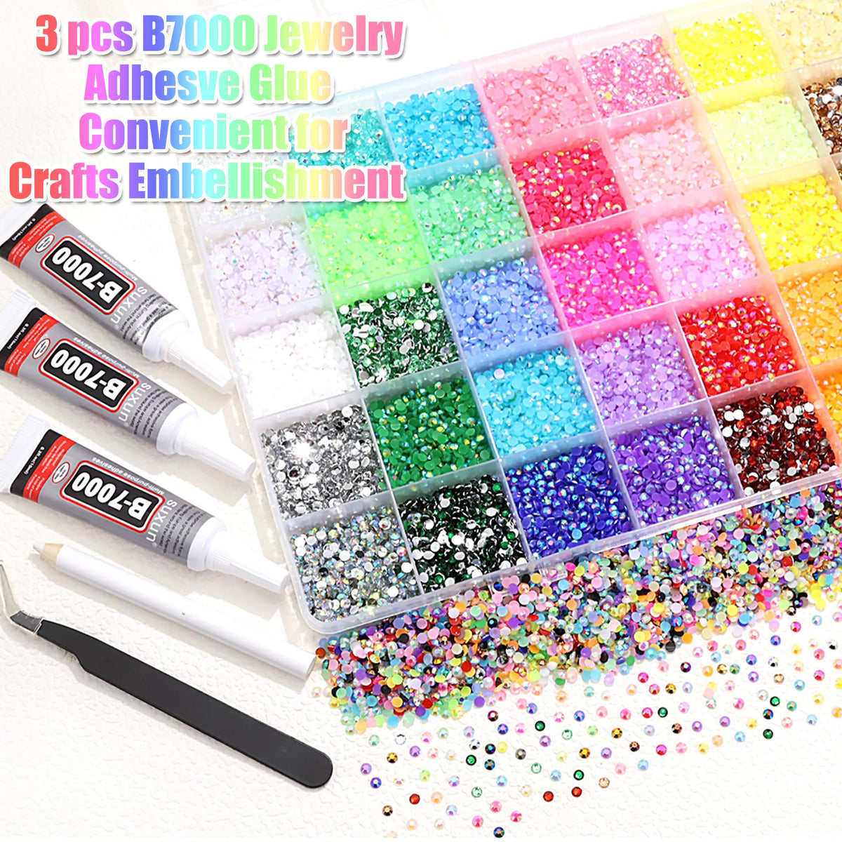 RODAKY tweezers and pickup pen beside gems for precise placement and cleaner results
