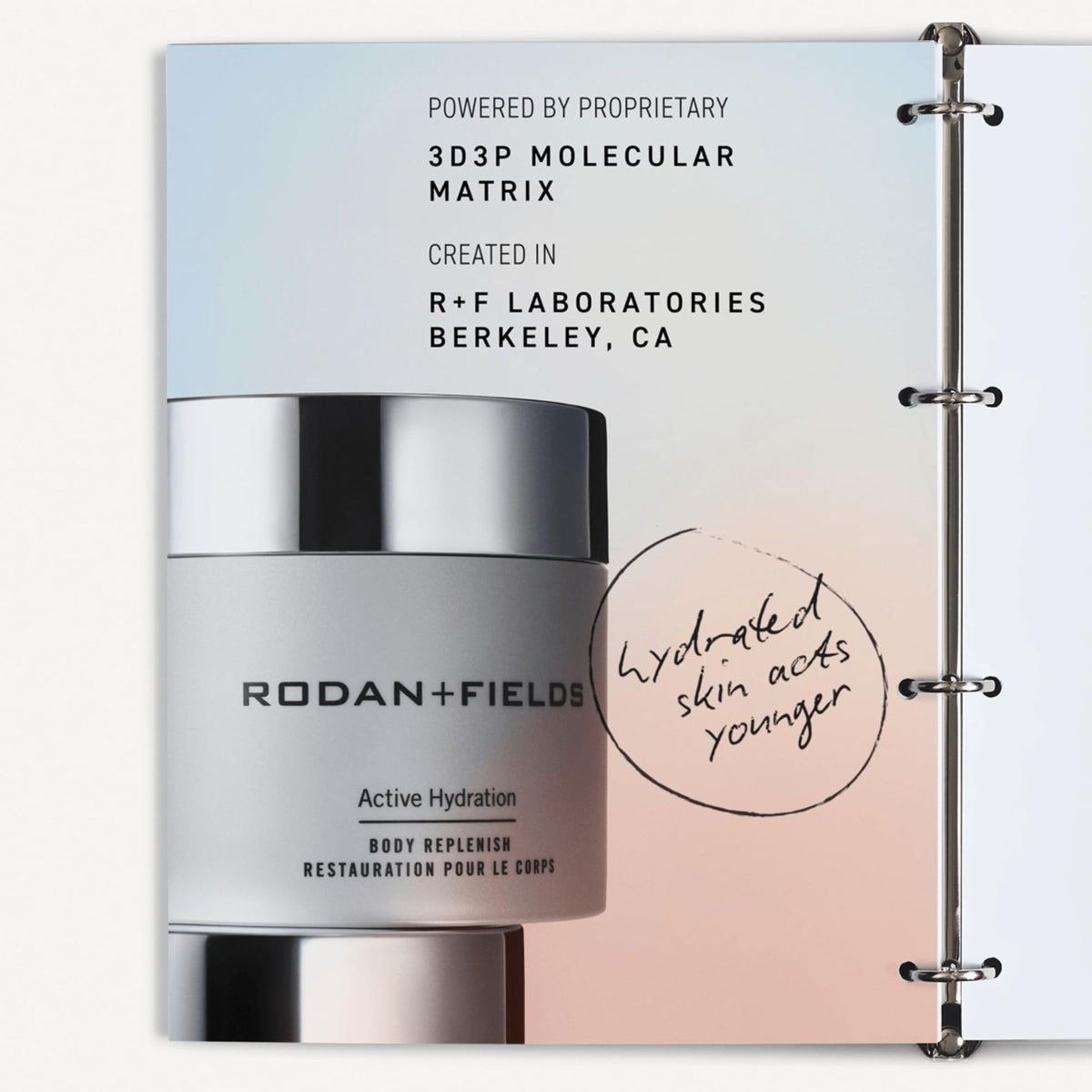 RODAN + FIELDS bottle held in hand to show 200 mL scale for size and portability