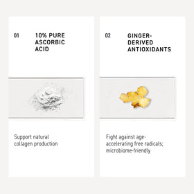 Rodan + Fields label detail highlighting 10% ascorbic acid for potency benefit