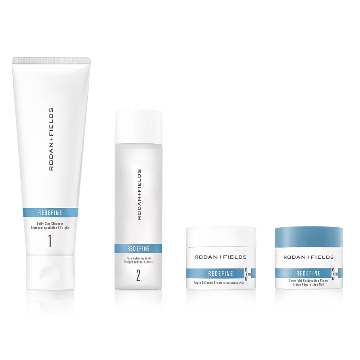 RODAN + FIELDS front packaging showing full Redefine Regimen benefits