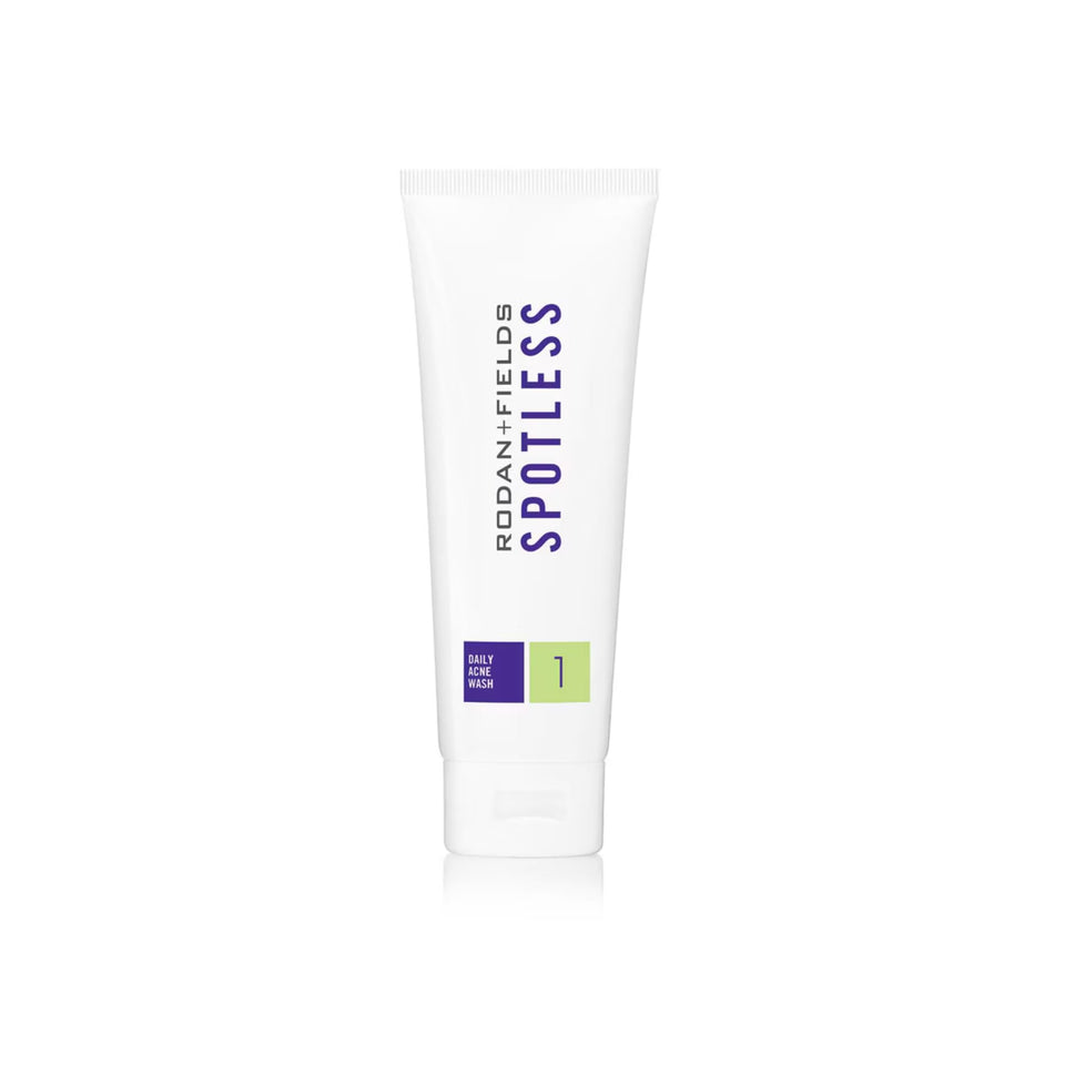 RODAN + FIELDS bottle front view showing label and acne wash benefit