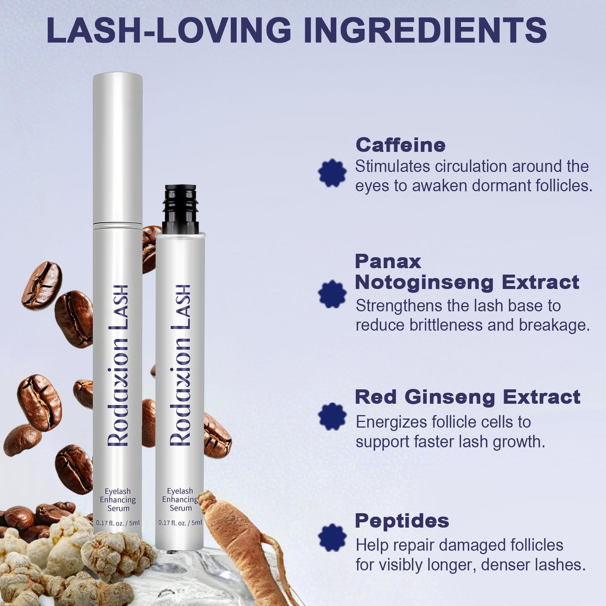 rodaxion serum texture drop on fingertip, shows quick absorption