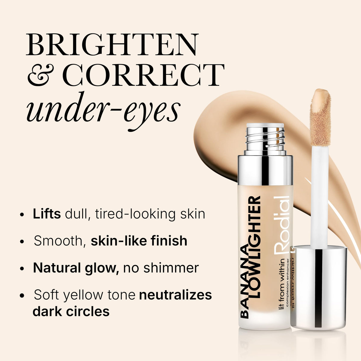Rodial banana lowlighter applicator wand with precise tip for targeted brightening