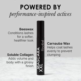 Rodial mascara xxl before and after lashes illustrating volume and length improvement