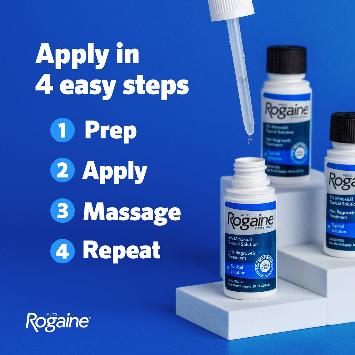 Man applying Rogaine in morning grooming routine for consistent use benefit