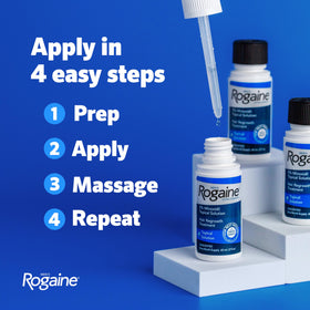Man applying Rogaine in morning grooming routine for consistent use benefit