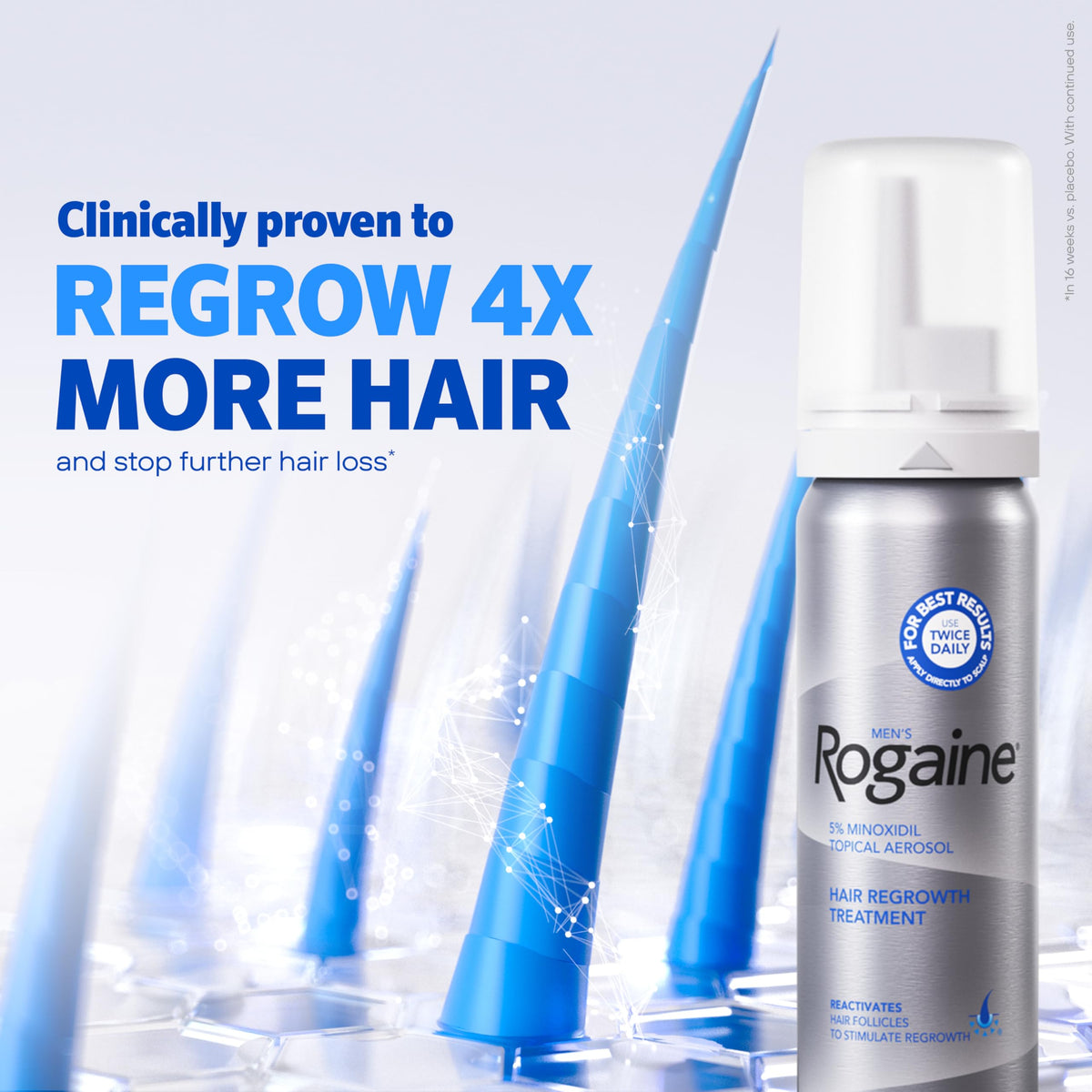 Rogaine foam being dispensed from aerosol demonstrating easy application
