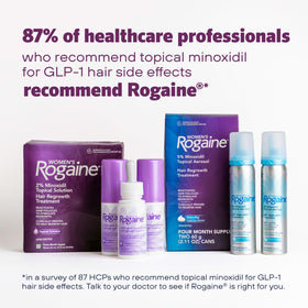 Rogaine on bathroom counter in lifestyle scene for routine convenience