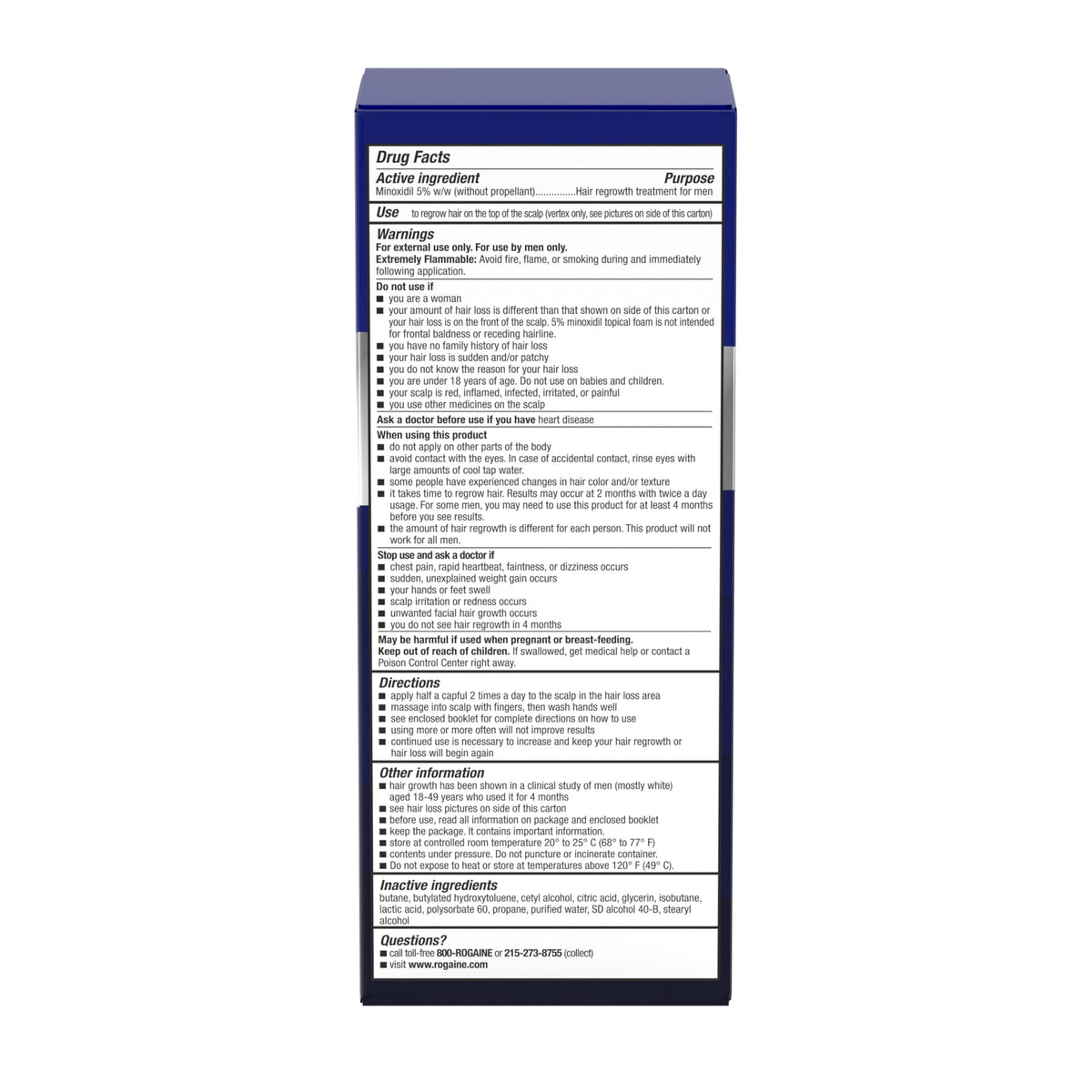Rogaine boxed product ready for use showing single 2.11 oz bottle