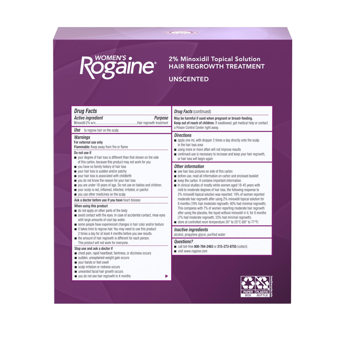 Rogaine three bottles lined up to show three-month supply convenience