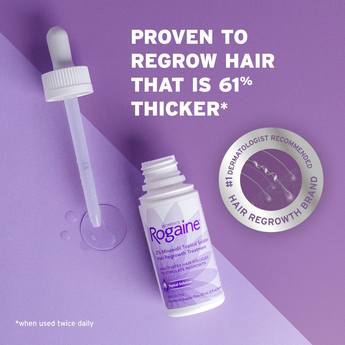 close-up of Rogaine unscented liquid texture illustrating gentle application