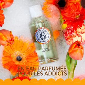 ROGER & GALLET citrus and herbs display highlighting natural-origin ingredients and aroma