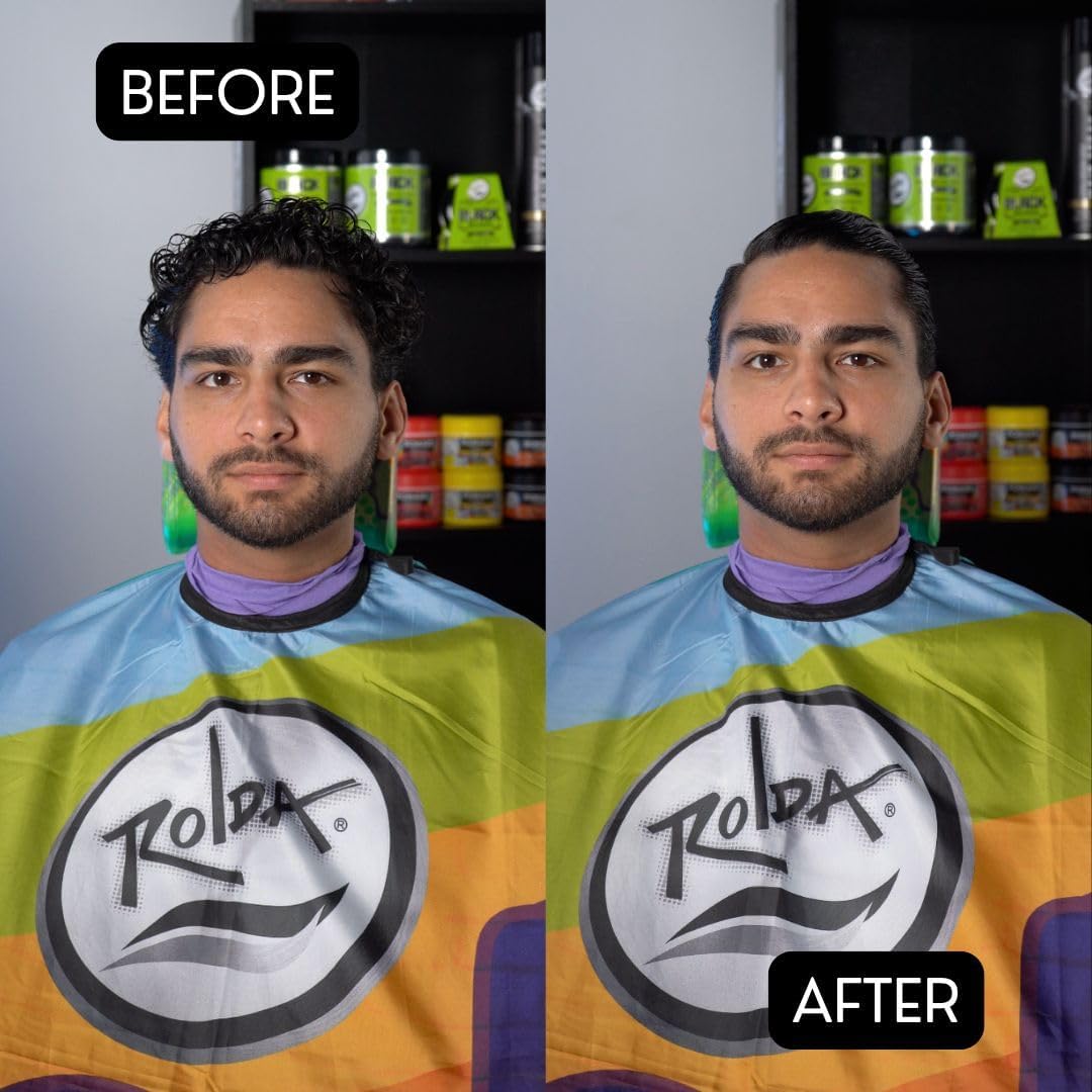 Rolda being applied to damp hair demonstrating curl definition and frizz control