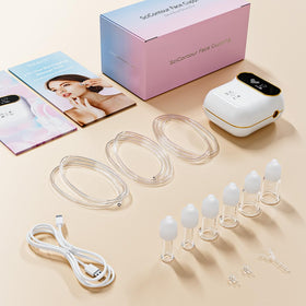 Rolevin accessories laid out scale showing included cups, tool and charger for convenience